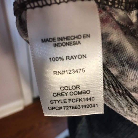 French Connection Gray Long Sleeves Front Drape  Back Tie Floral Blouse Size S - Picture 11 of 15